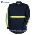 Heißer Verkauf 65% Polyester 35% Baumwolle Langarm Navy / Grau Sicherheit Reflektierende High Visible sichtbarkeit Button Shirts für Industrie Tragen